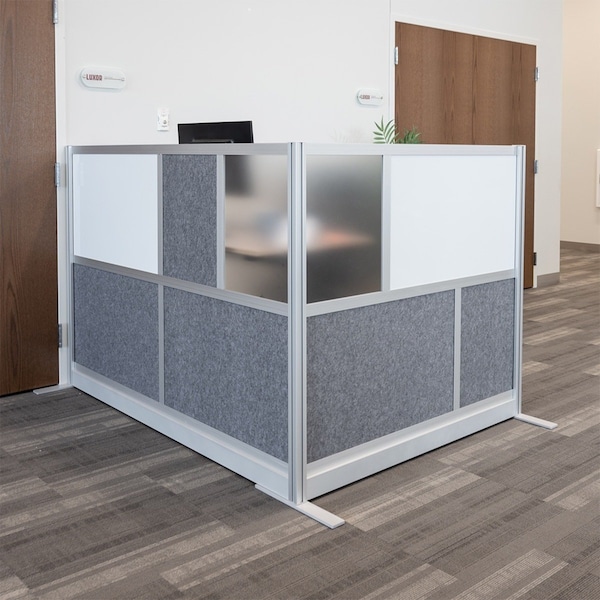 Workflow Modular Wall Room Divider System - Silver Frame - 53" x 48" Starter Wall with Whiteboard